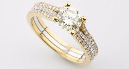 1.35 Carat Round Diamond Two-Tone 18k Gold Solitaire Engagement Ring Size 6.75 - £5,123.45 GBP
