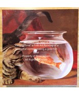 Puzzle Vintage Laurel Ink Fine Art Puzzles Passing TIme Cat with Goldfis... - $59.99