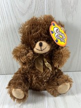 Greenbrier Cuddly Cousins plush brown tan teddy bear stuffed animal bow - $7.91