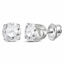 14kt White Gold Unisex Round Diamond Solitaire Stud Earrings 1.00 Cttw - £1,103.15 GBP