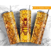 20oz Skinny Tumbler Sublimation Design Png, Bee Tumbler PNG, Honey Tumbl... - £2.36 GBP