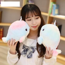 Rainbow Narwhal Plush Toys Stuffed Marine Animal Colorful Whale Doll Soft Fish T - £10.35 GBP