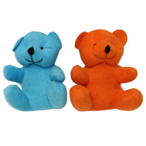 2 Oriental Trading Company Orange Blue Pair Stuffed Plush Teddy Bears - £9.49 GBP