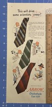 Vintage Print Ad Arrow Shadoshade Ties Necktie Scientist Cartoon 13.5&quot; x 5.25&quot; - £10.78 GBP