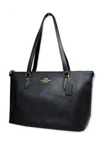 Coach Womens Black and Gold Signature Print Leather Gallery Tote Bag 8818-8 - $110.63