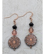 Mystic Copper Night Earrings • Czech Glass Etched Boho Earrings - $20.00