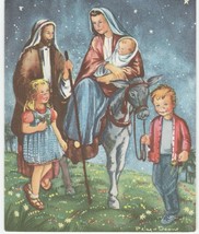 Vintage Christmas Card Pelagie Doane Holy Family and Children 1950&#39;s - £10.25 GBP