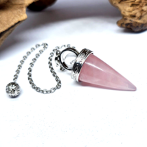 Rose Quartz Cone Pendulum Dowser Dowsing Divination Ball Gemstone &amp; Velv... - $16.14