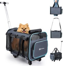 Small Pet Carrier With Wheels, Airline &amp; Tsa Approved, Foldable Cat/Dog Travel S - £42.79 GBP