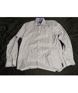 Egara Dress Shirt Men&#39;s XLT 17-17.5 Purple White Check Cotton Formal Mod... - $28.35 CAD