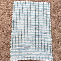 New Blue and White Woven Loomed Rag Rug 39 x 27 inches Machine Washable USA Made - £30.29 GBP