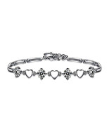 Pure Silver Simple Elegant Bracelet Lady Heart, adjustable - $901.25 MXN