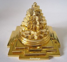 Meru Shree Yantra For Vastu Correction &amp; Prosperity Gold Plated Energized - £46.72 GBP