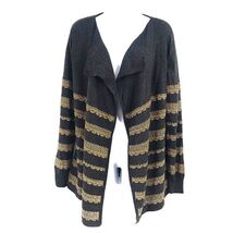 Vip Women's Size Medium Long Sleeve Gray &amp; Gold Sweater - $24.99