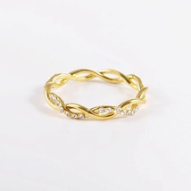 [Jewelry] Twist Rhinestone Crystal Loop Gold Silver Ring for Woman/Lady - £6.37 GBP