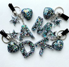 Lovely personalised KEYCHAIN. Epoxy resin handmade. Perfect gift ! - £7.11 GBP