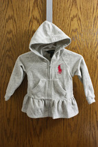 Ralph Lauren Gray Zip Jacket with Hood - Size 9 Months Girls - $9.99