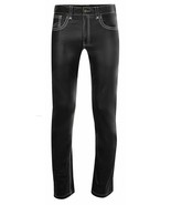 Mens Leather Jeans Pants Trouser 5 Pockets Cowhide Black Breeches BLUF L... - £102.21 GBP