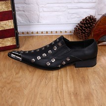 Fashion Metal Pointed Toe Men Party Shoes British Style Genuine Leather Shoes Pl - £194.70 GBP