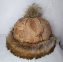 Parkhurst Faux Fur Hat/ Leather Top/Small-Small Med. Very Unique! Fast Ship! - £21.73 GBP