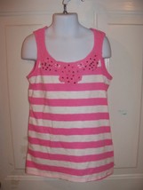 Justice Pink/White Striped Tank Top Size 10 Girl&#39;s EUC - $13.14