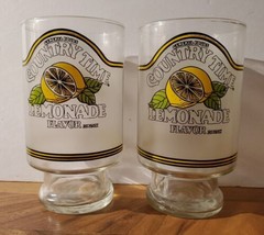 Vintage General Foods Country Time Lemonade Flavor Drink Pedestal Glass ... - $28.04