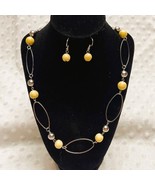 Vintage Paparazzi Yellow Stonework, Silver Necklace &amp; Dangle Earring Set... - €14,43 EUR