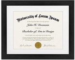 11X14 Diploma Frame In Black - Displays 8.5X11 Diplomas With Mat Or 11X1... - £20.84 GBP