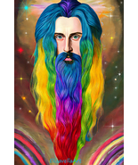 printable wall art download Guru Rainbow hair beard man art digital pain... - £3.15 GBP