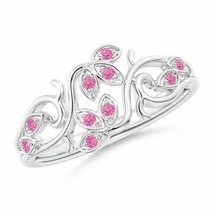 ANGARA Nature Inspired Pave-Set Pink Sapphire Leaf and Vine Ring - £527.03 GBP