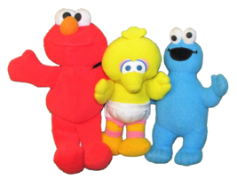 Vintage Sesame Street Tyco Elmo Kolcraft Cookie Moster Big Bird Plush Toys - £17.98 GBP
