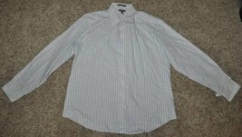 Mens Dress Shirt Apt 9 White Striped Button Front Long Sleeve $42 NEW-si... - £14.03 GBP