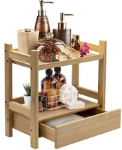 Sorbus Bamboo 2 Tier + Drawer Kitchen &amp; Bathroom Countertop Storage Orga... - £46.34 GBP