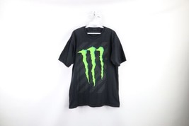 Monster Energy Drink Mens Large Faded Big Logo Short Sleeve T-Shirt Black Cotton - £42.79 GBP