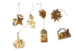 Danbury Mint 1998  Gold 23K Plated 3D Christmas 7 Ornaments - $70.30
