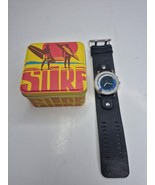 Rare Mens Fossil Blue Flame Digital Big Tic Y2K Watch Original Leather Band - $3,643.54 MXN