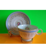 Genuine Bone China Tea Cup &amp; Saucer Bule w Floral Motif and Gold Trim. S... - $20.32 CAD