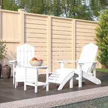 Garden Adirondack Chairs with Footstool &amp; Table HDPE White - £213.23 GBP