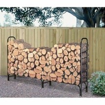 Black 8ft Log Rack wood Storage Outdoor Steel Heavy Duty Wood Holder 96 ... - $148.99