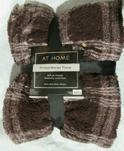 At Home Printed Sherpa Throw Chocolate Plaid 50”x60” Reversible by Rite Aid - £31.96 GBP