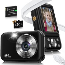 Digital Camera, Fhd 1080P 44Mp Kids Camera For Photography With 32Gb, Black - £45.07 GBP