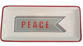 Pottery Barn Holiday Christmas Peace 8.25 X 3.75 trinket dish soap servi... - $10.74