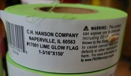 150&#39; CH Hanson PVC Flagging Tape Marking Ribbon HIGH VISIBILITY ~LIME GLOW - $5.00