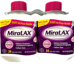 MiraLAX Laxative Powder for Gentle Constipation Relief 2x34 Doses EXP 03... - $40.84