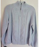 Womens XL Karen Scott Pale Blue 1/2 Zip 100% Cotton Mock Turtleneck Sweater - $166.17 MXN