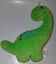 Green Dinosaur Plush 15&quot; Stuffed Animal Toy Blue Polka Dots Oriental Trading Co - £18.69 GBP