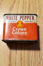 Vintage Crown Colony White Pepper Tin Container Empty - £3.94 GBP