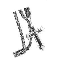 Cross Necklace for Men Stainless Steel Crucifix Pendant - $69.76