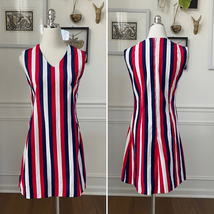Vintage 60s Mod Stripe GoGo Mini Dress Red Blue S - $669.60 MXN