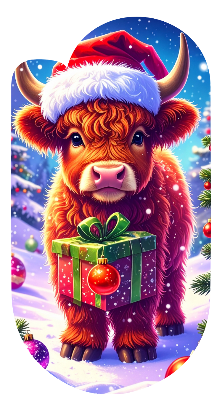 Winter Christmas Cow Paperclip Design Clipart 120PNG Digital Download Bundle  Item image 5